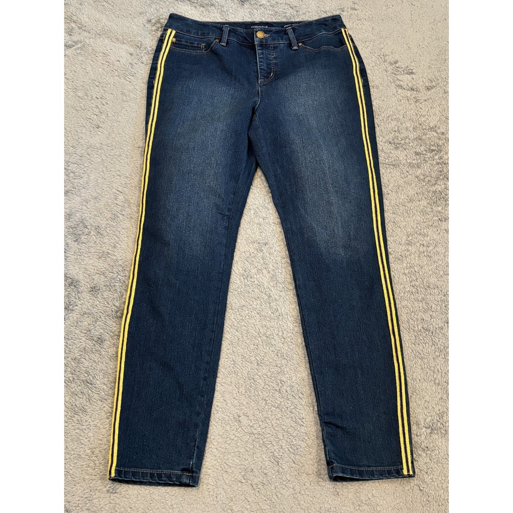 Charter Club Bristol Skinny Ankle Jeans Womens 4P Dark Wash Side Stripe Denim
